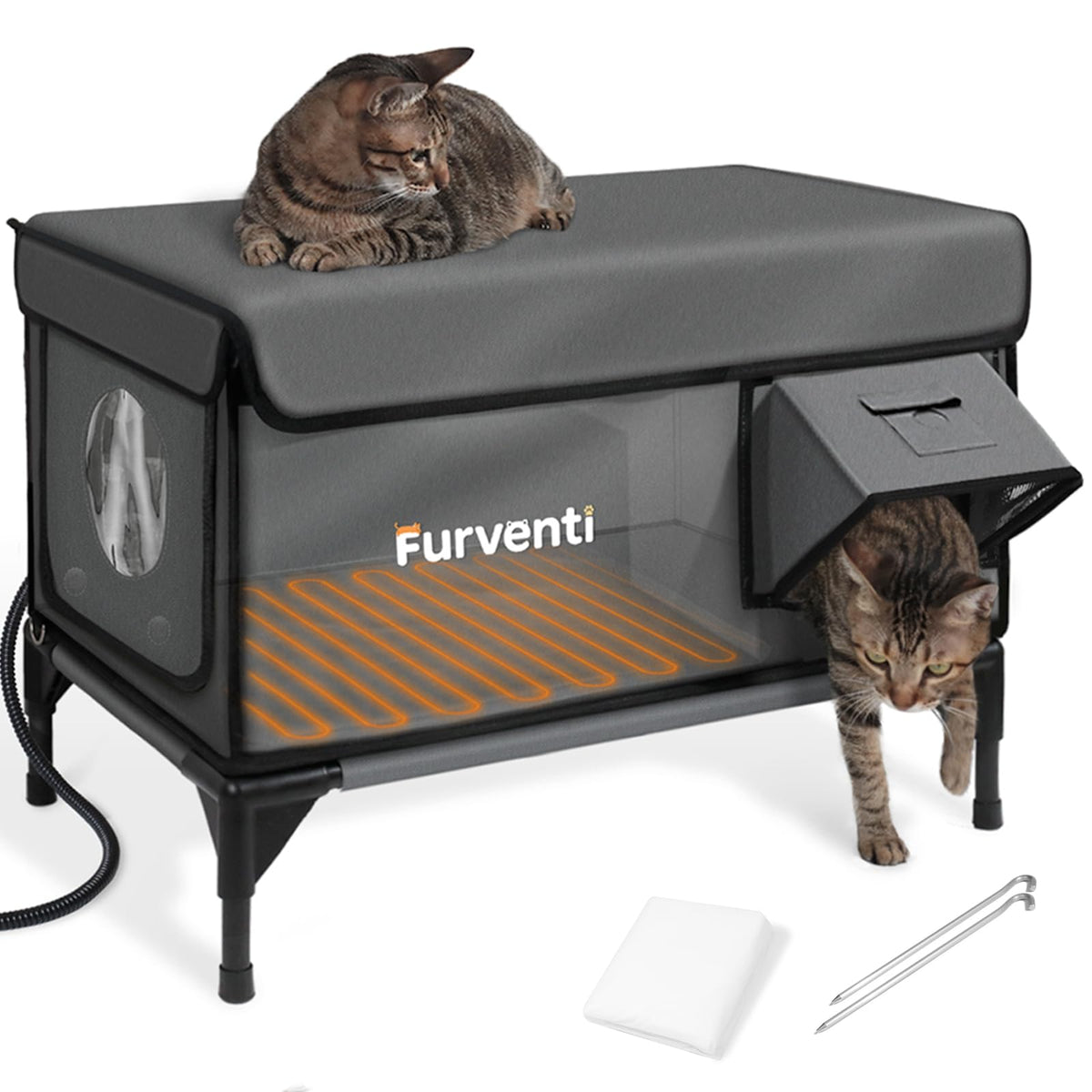 Lamlingo heated cat house camera support inside for remote monitoring of your cat.