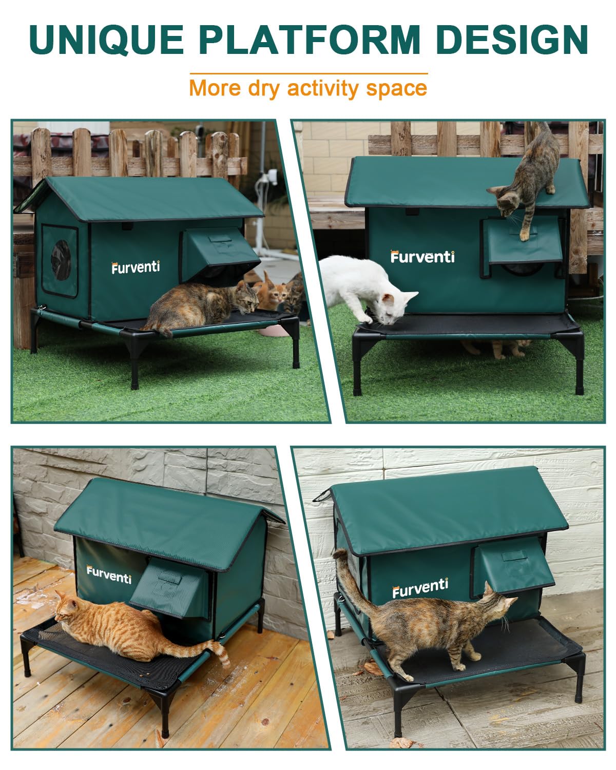Lamlingo heated cat house interior with cozy shelter and built-in heating pad