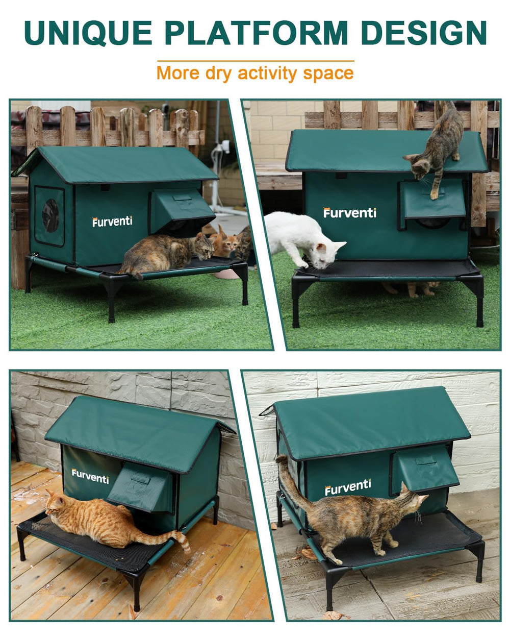 Lamlingo heated cat house interior with cozy shelter and built-in heating pad