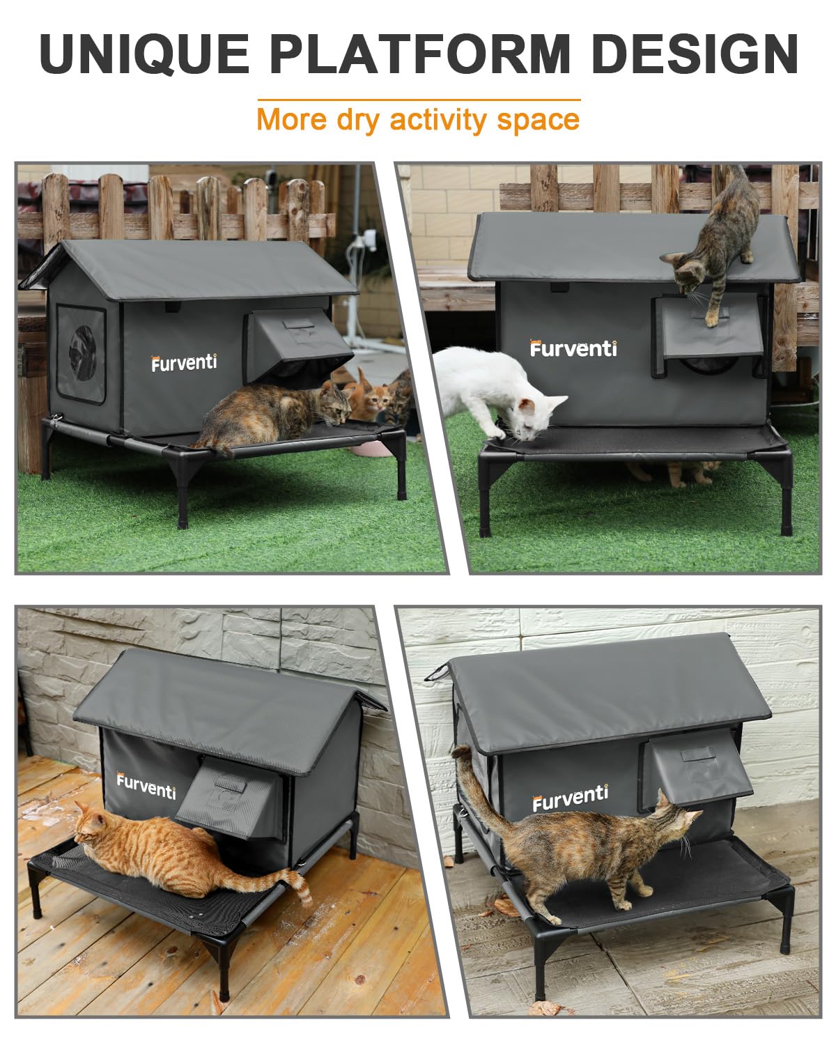 Lamlingo heated cat house rainproof eaves protecting shelter from rain