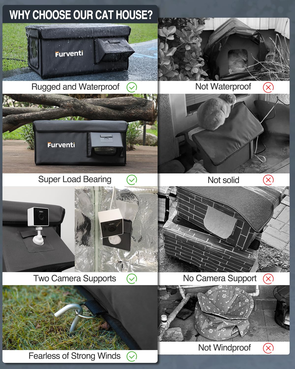Lamlingo Outdoor Cat House assembly image demonstrates tool-free setup.