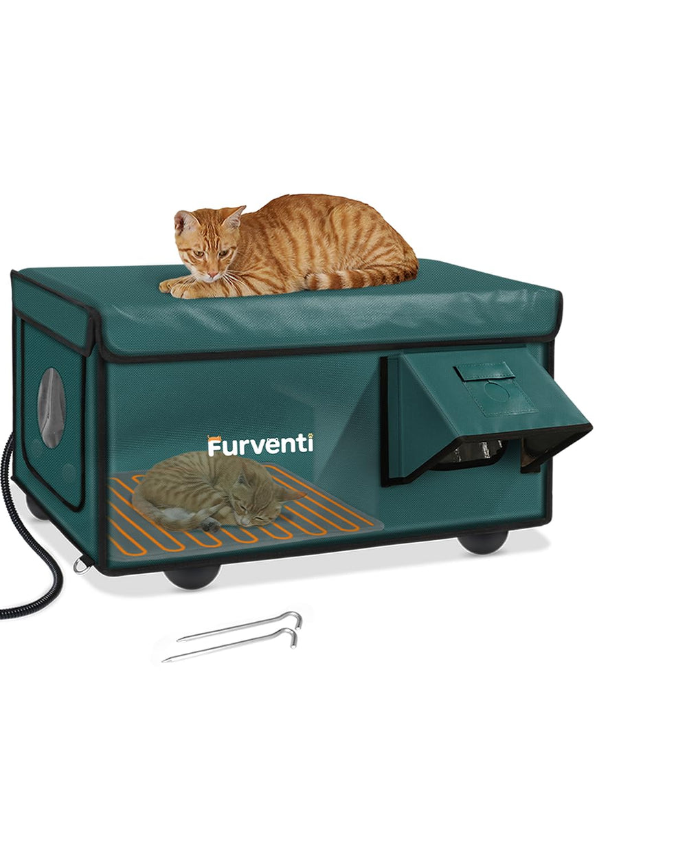 Lamlingo outdoor cat house front view shows a weatherproof winter shelter.