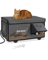 Lamlingo Outdoor Cat House front view shows weatherproof design for winter shelter.