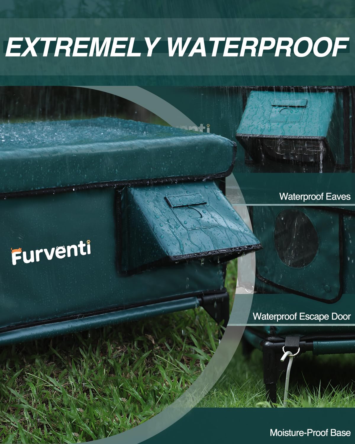 Lamlingo outdoor cat house with waterproof eaves protects against rain