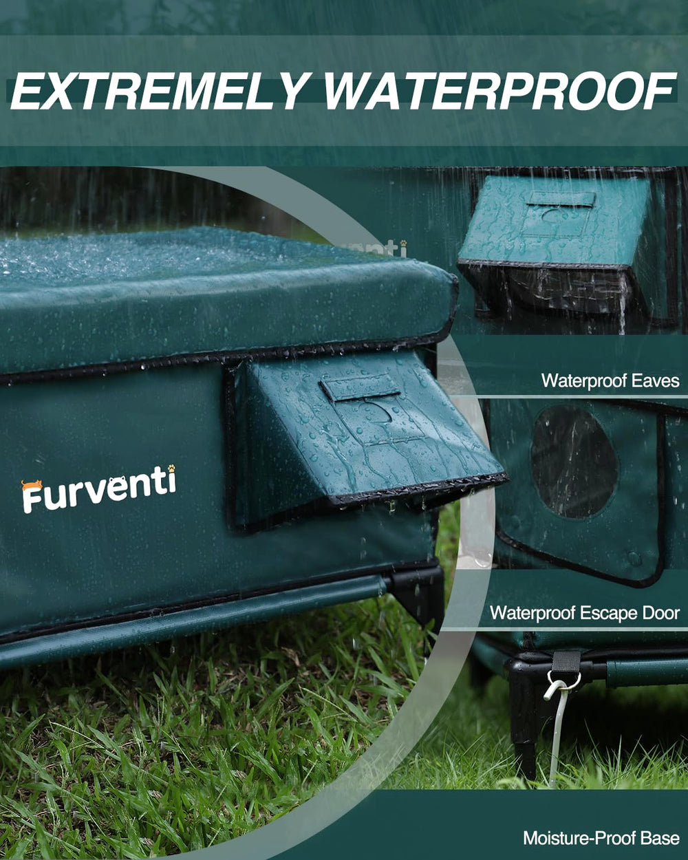 Lamlingo outdoor cat house with waterproof eaves protects against rain