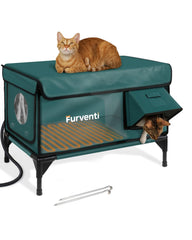 Lamlingo outdoor heated cat house in winter keeps outdoor cats warm and sheltered