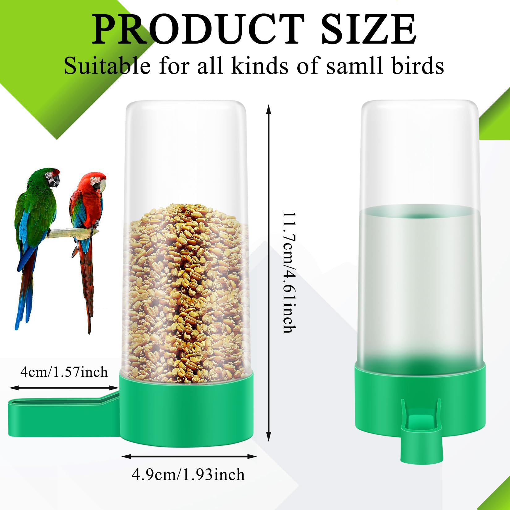 Lamoutor drinker feeder clip shown inside the cage for easy access.