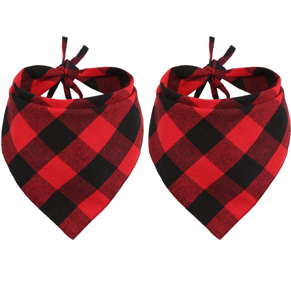 Lamphyface dog bandana Christmas plaid front view for festive pet photos.