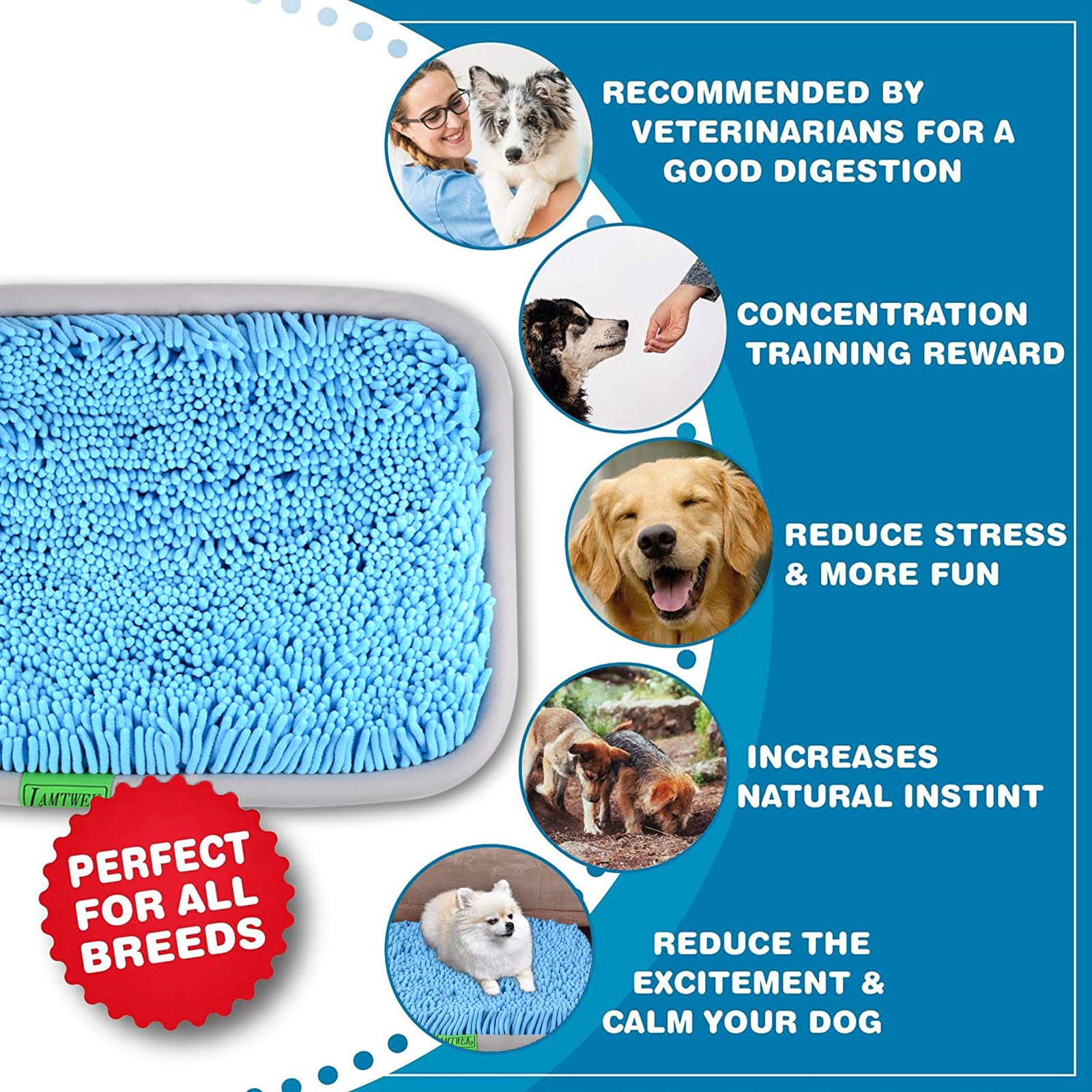 LAMTWEK Snuffle Mat edge guard close-up shows secure food retention and mess reduction.