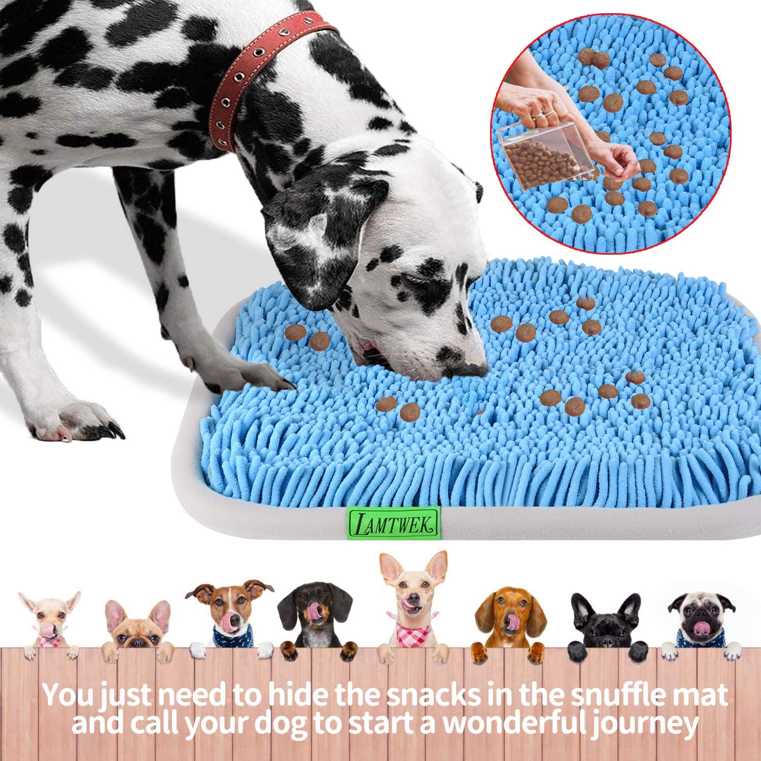 LAMTWEK Snuffle Mat thicker hair detail highlights hidden treats and improved challenge.