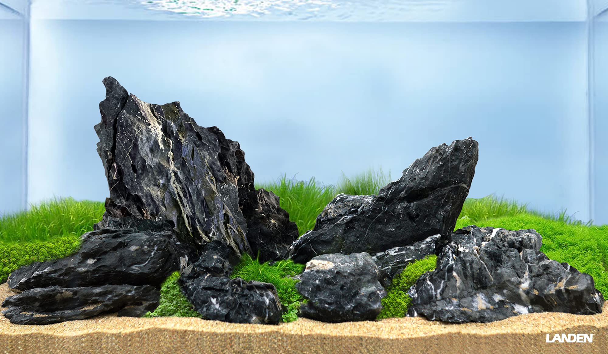 LANDEN Dark SEIRYU stones mixed sizes for natural aquascapes