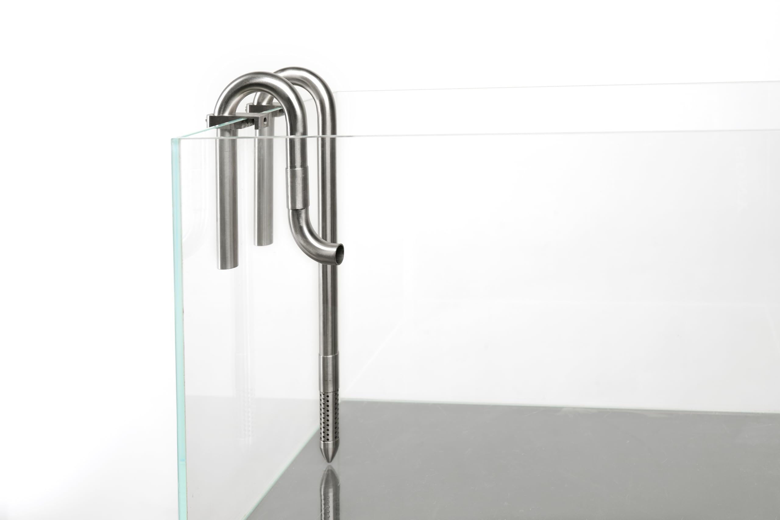 LANDEN lily pipes inflow-outflow 16mm assembly shows durable stainless steel for rimless tanks.