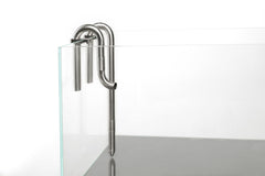 LANDEN lily pipes inflow-outflow 16mm assembly shows durable stainless steel for rimless tanks.