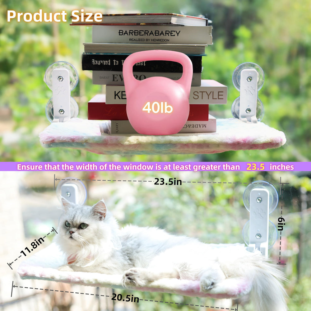 LANERmooos cat window bed closeup highlighting sturdy suction cups and metal frame.
