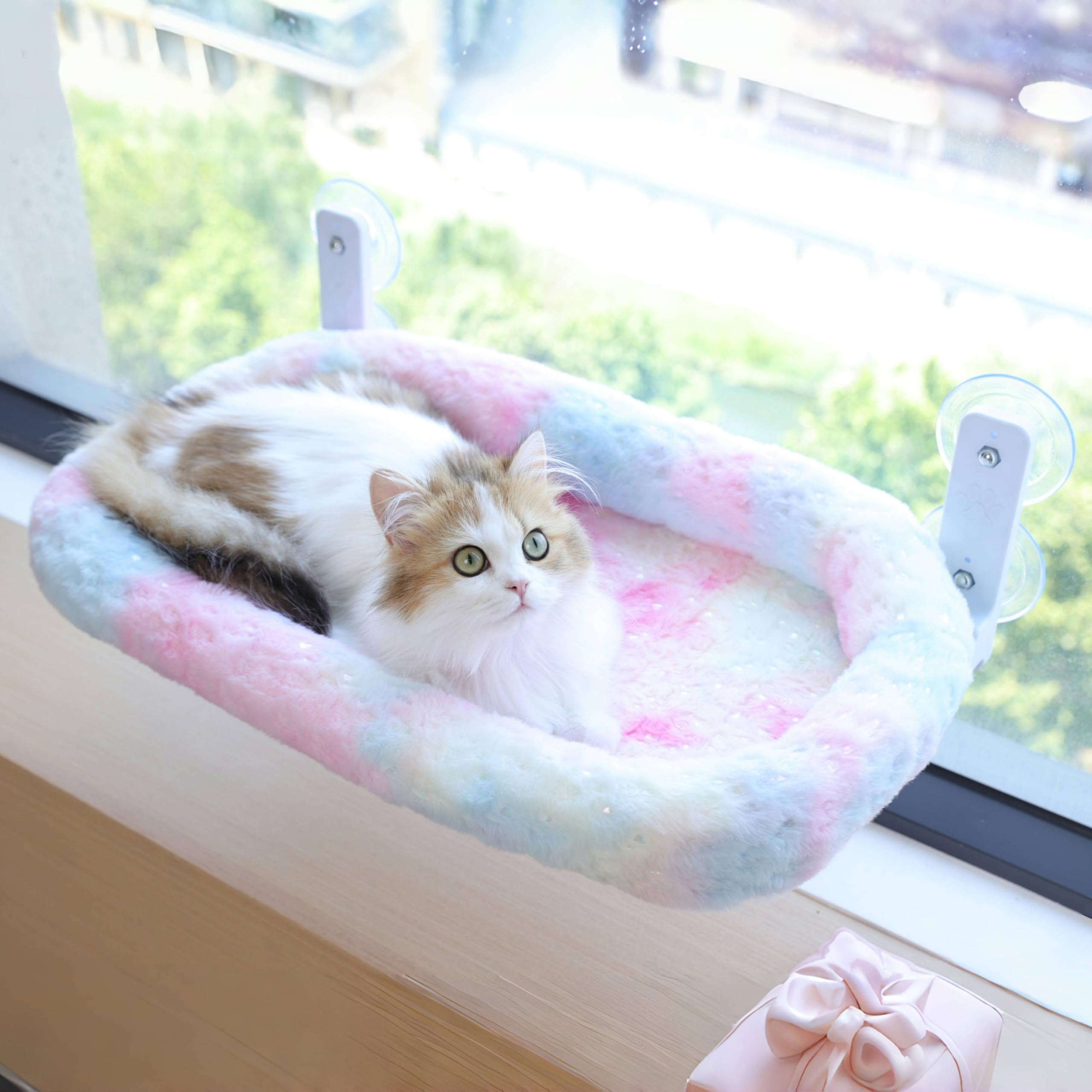 LANERmooos cat window perch XL setup on a wide window opening