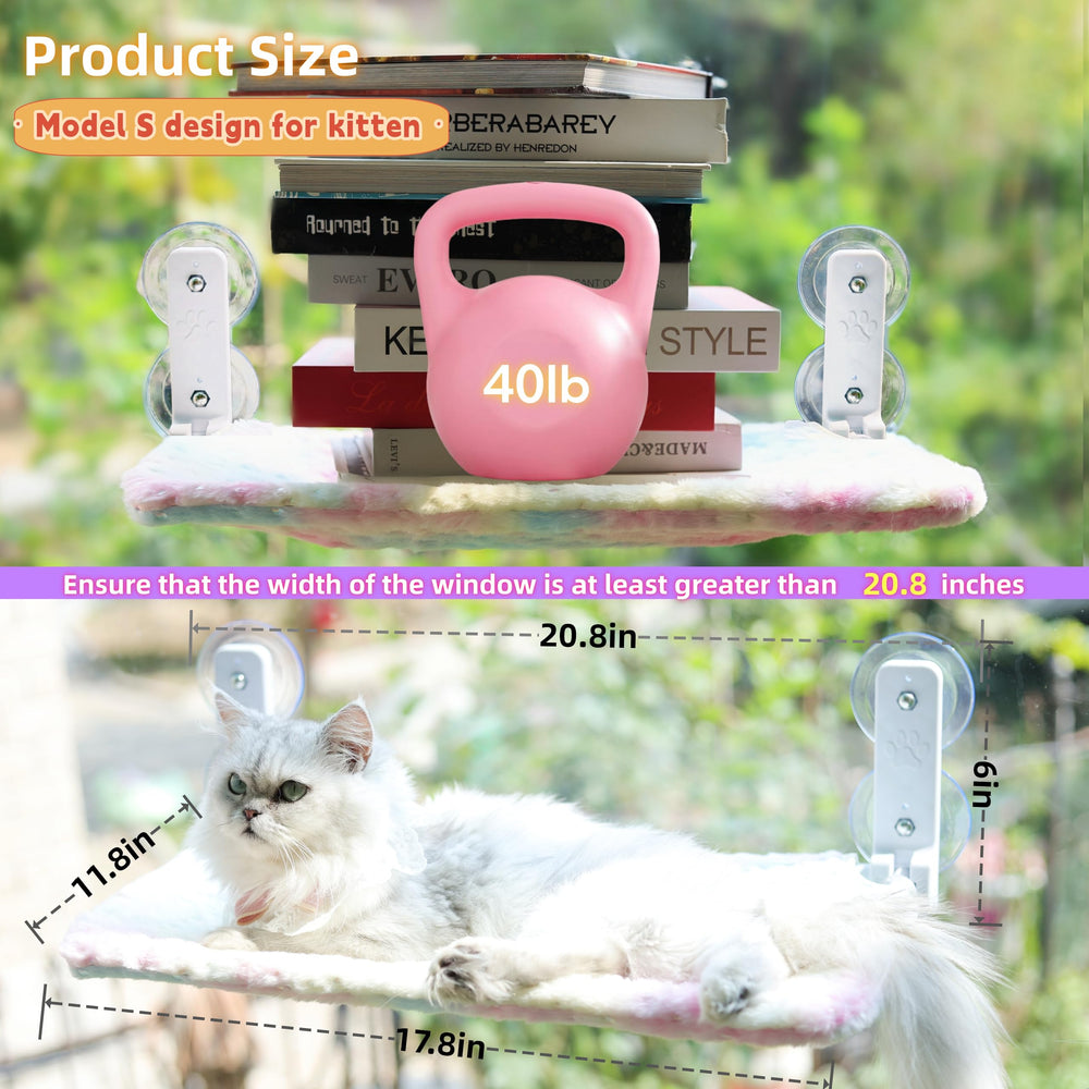 LANERmooos foldable cat window perch close-up highlights gradient velvet fabric and hair-resistance.
