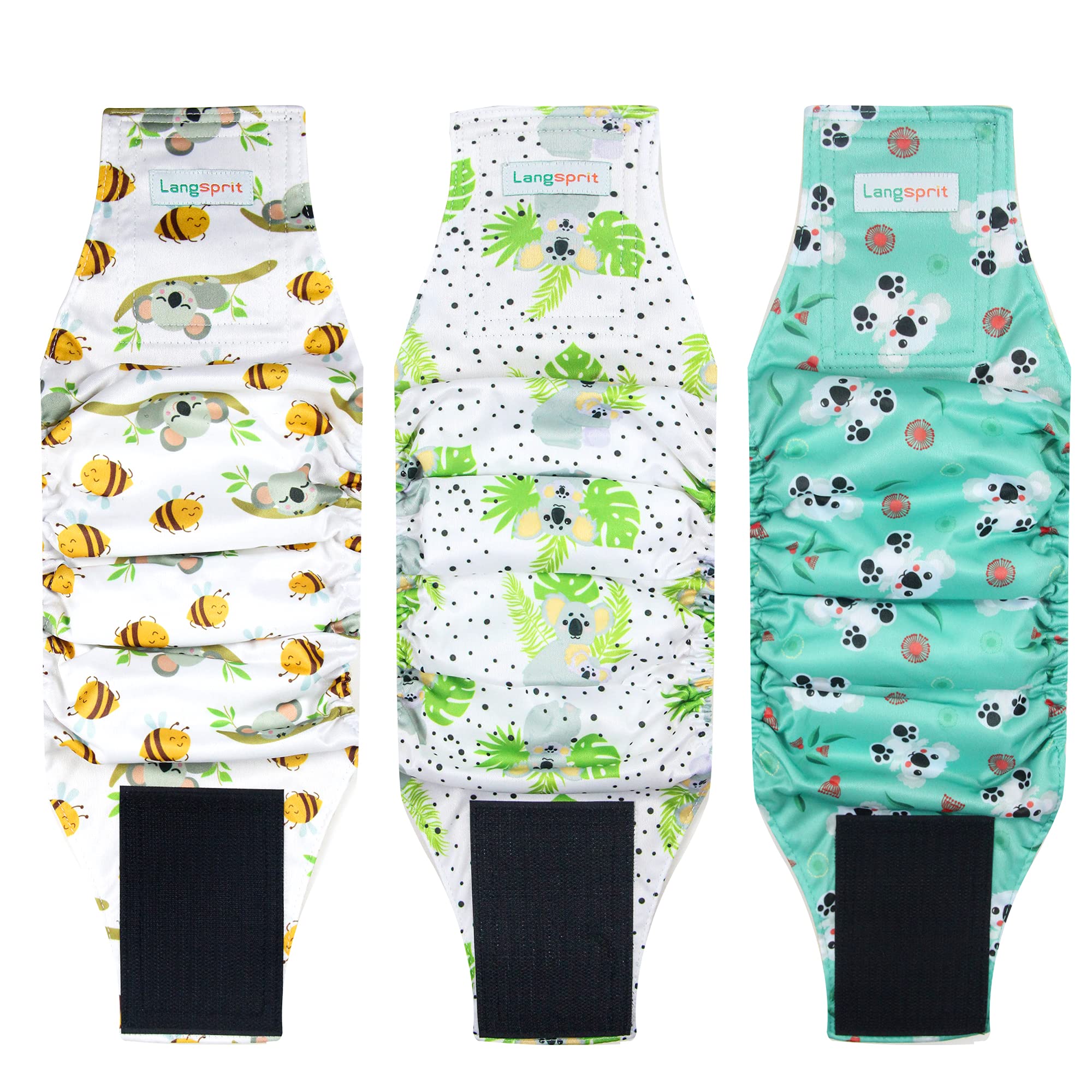 Langsprit belly band Koala pattern for small dogs provides snug absorption.