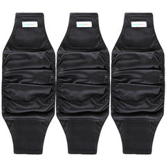 Langsprit male belly band black pack3 closeup highlighting absorbent core and leak protection
