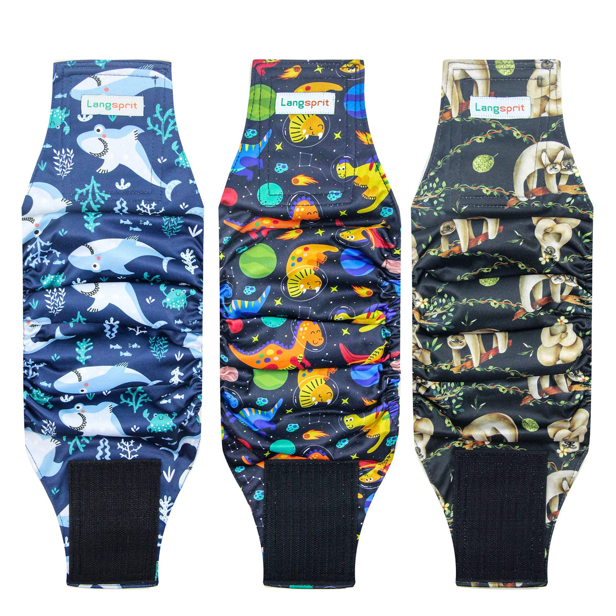 Langsprit male belly band pack3 size chart for a precise, comfortable fit.