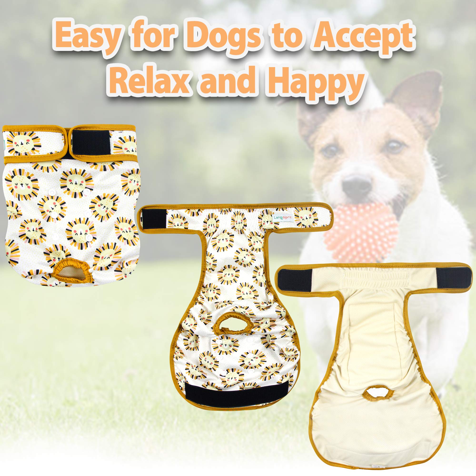 Langsprit washable dog diapers back snap buttons close-up demonstrating adjustable fit