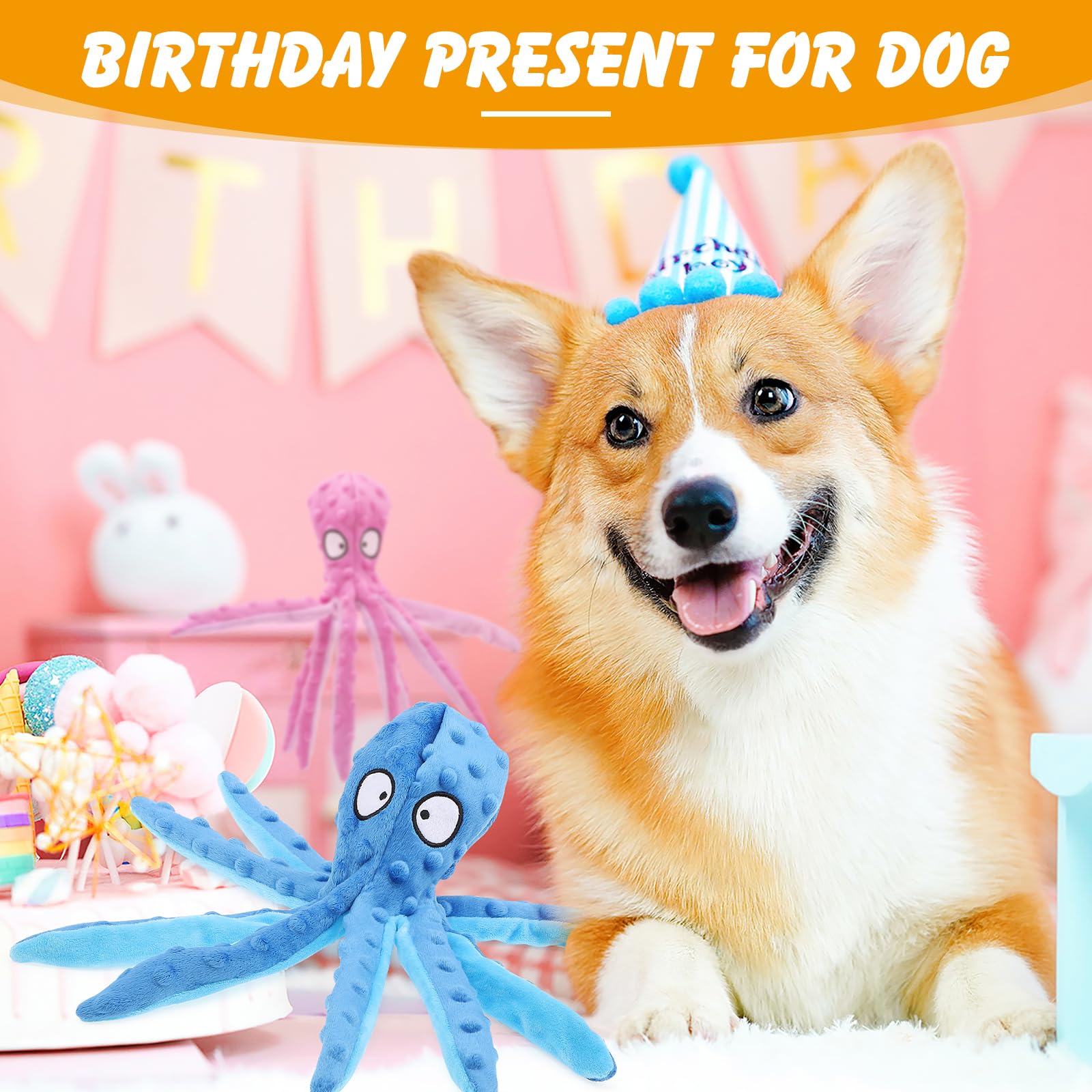 lanjue octopus dog toy indoors outdoors play scenario in blue and purple