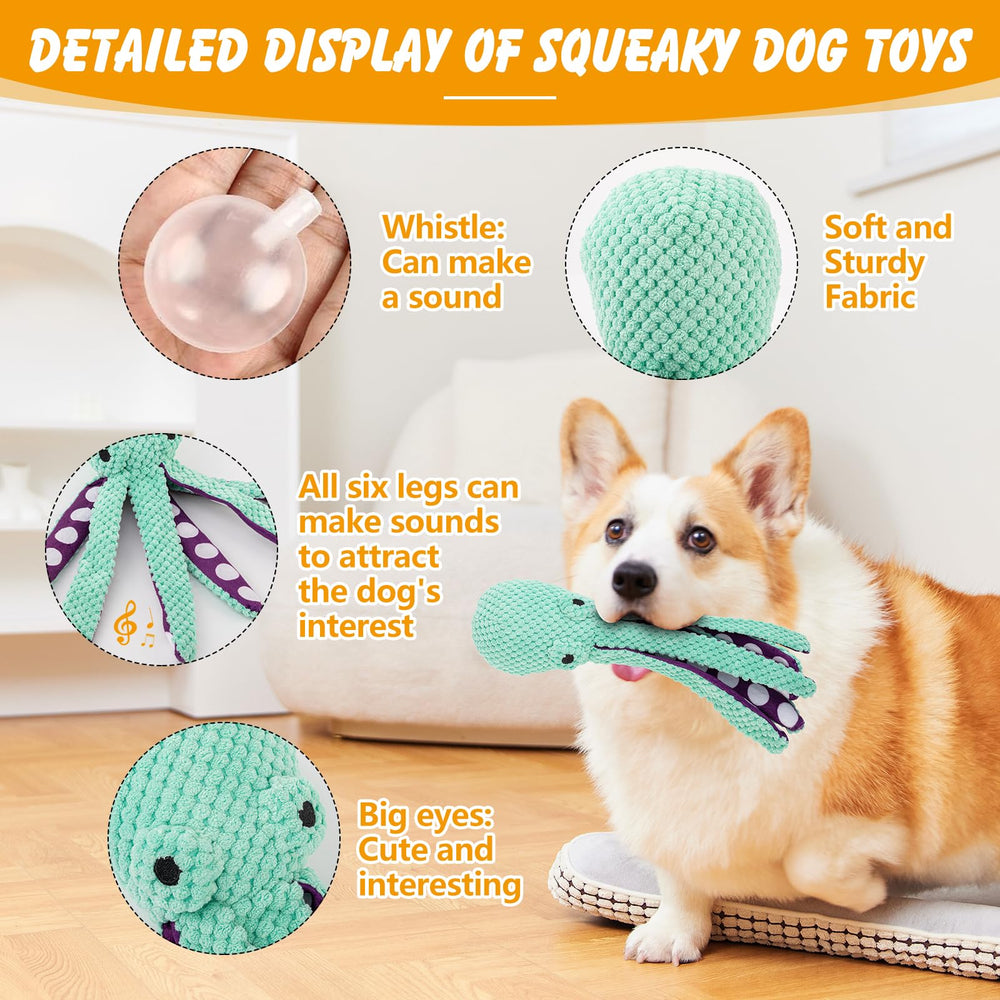 Lanjue octopus dog toy six wrinkled-feet squeaks to boost interactive fetch