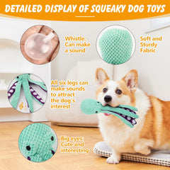 Lanjue octopus dog toy six wrinkled-feet squeaks to boost interactive fetch