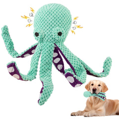 Lanjue octopus dog toy green soft-touch exterior for durable chew sessions
