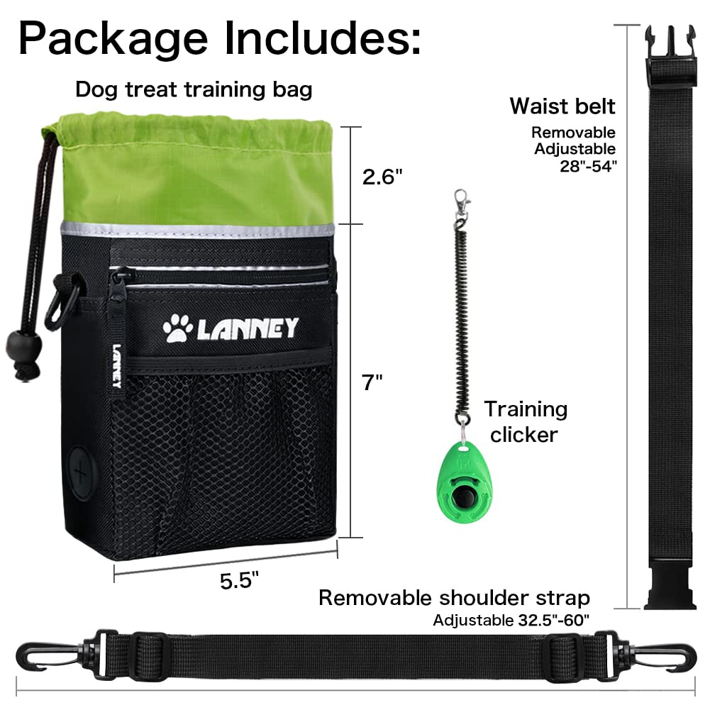 LANNEY dog treat pouch reflective stripes boost visibility for evening walks.