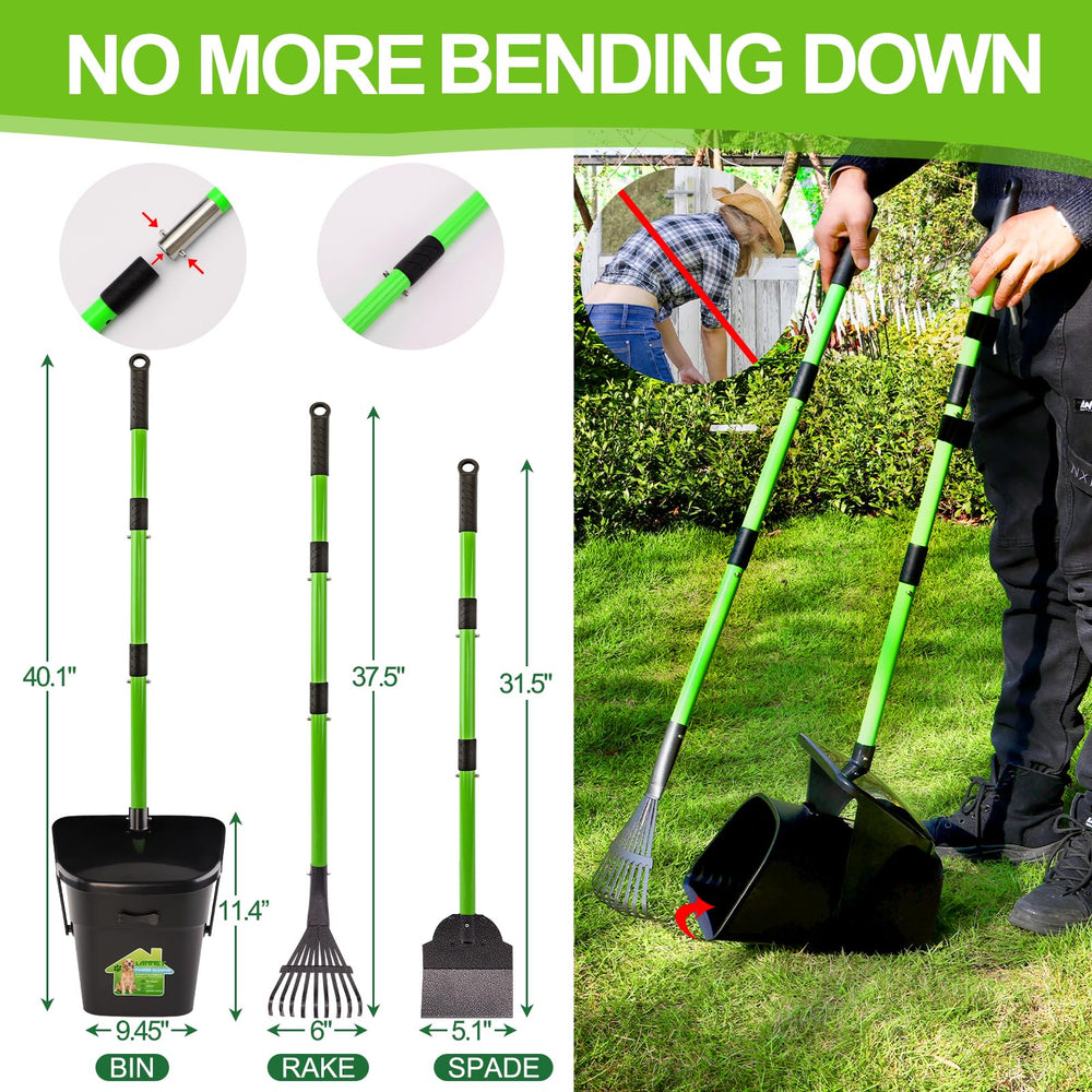 LANNEY scooper with upgraded bag clip securing bags during cleanup