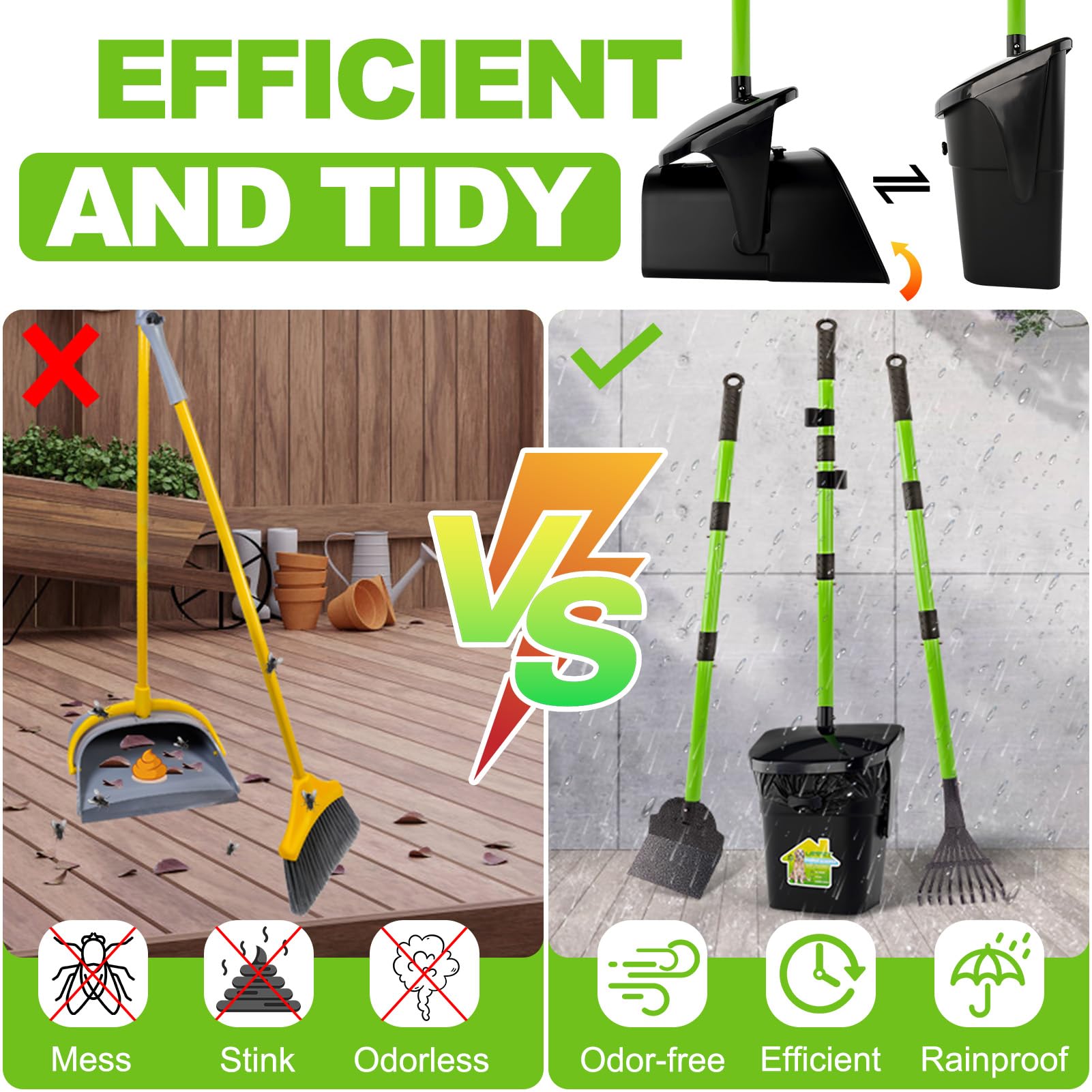 LANNEY pooper scooper swivel-bin lid showing odor containment in action
