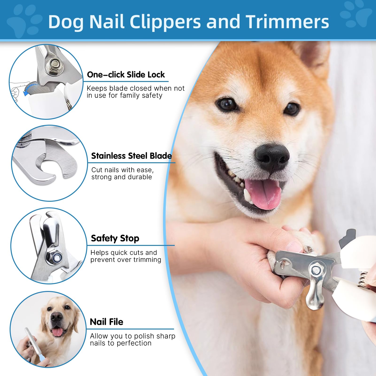 Lanswood nail clipper with safety stop to prevent cutting nails too short