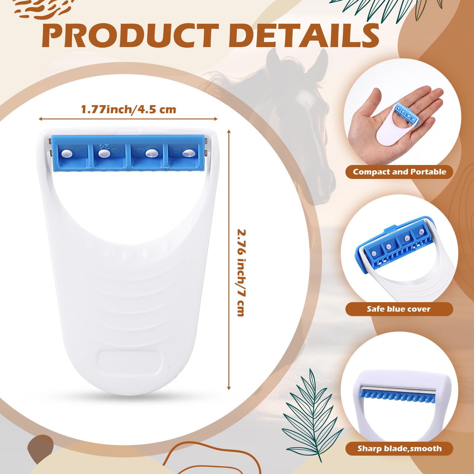 Lanties horse-grooming-razor-blue-cover protects hands during grooming.