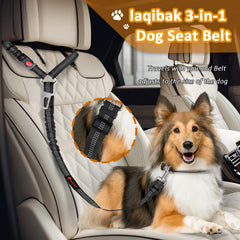laqibak 3-in-1 dog seatbelt leash enables versatile in-car use