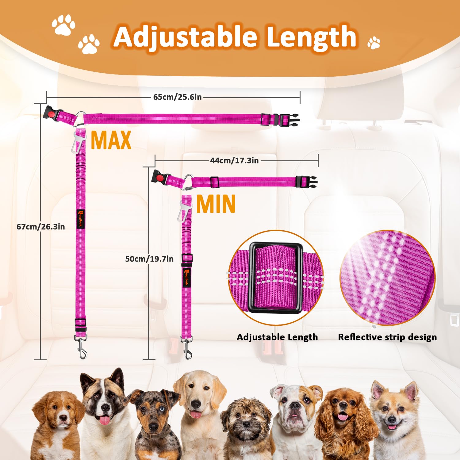 Laqibak dog seatbelt packaging rose shows attractive gift-ready presentation.