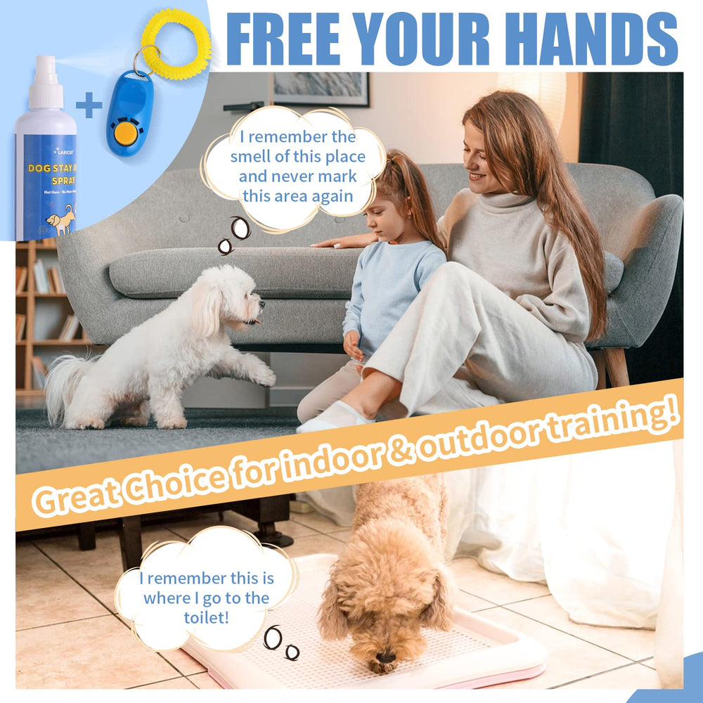 LARICEO dog not here pee spray being dispensed for training