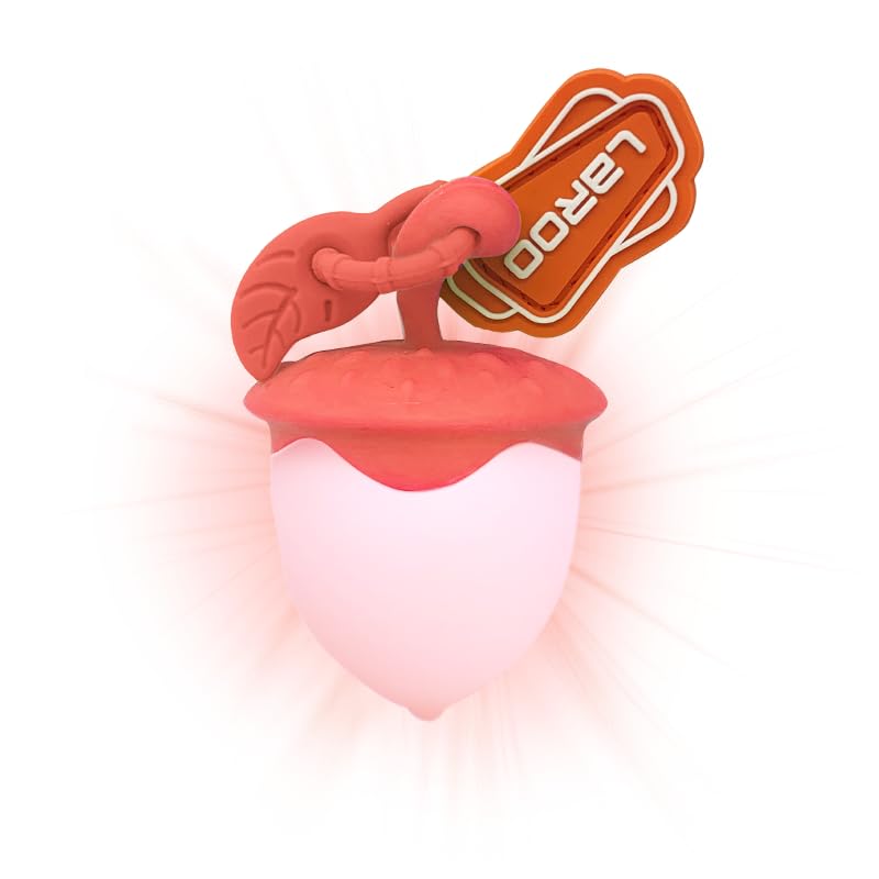 LaRoo pink acorn collar light closeup improves nighttime visibility for small dogs.