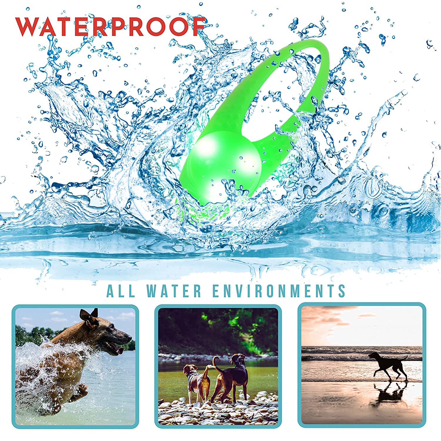 LaRoo durable green clip-on dog light on collar supports daily use with metal and silicone