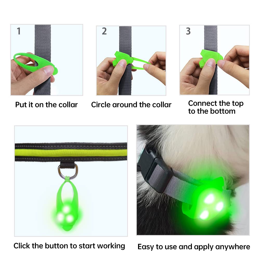 LaRoo green clip-on dog light on collar provides bright signal for safety