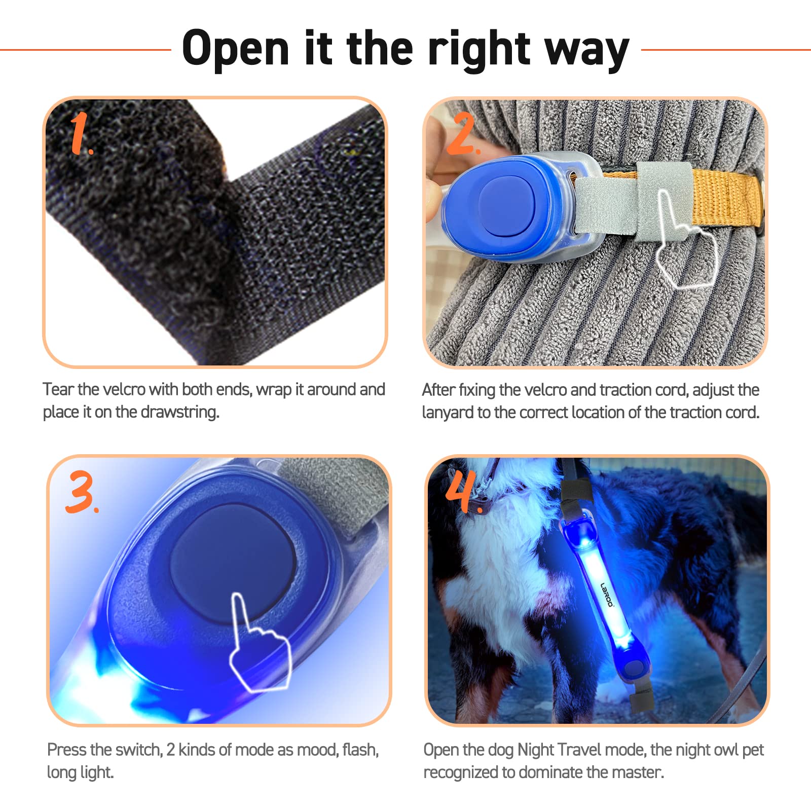 LaRoo light-up dog collar size 3.8x18cm ensures comfortable fit.