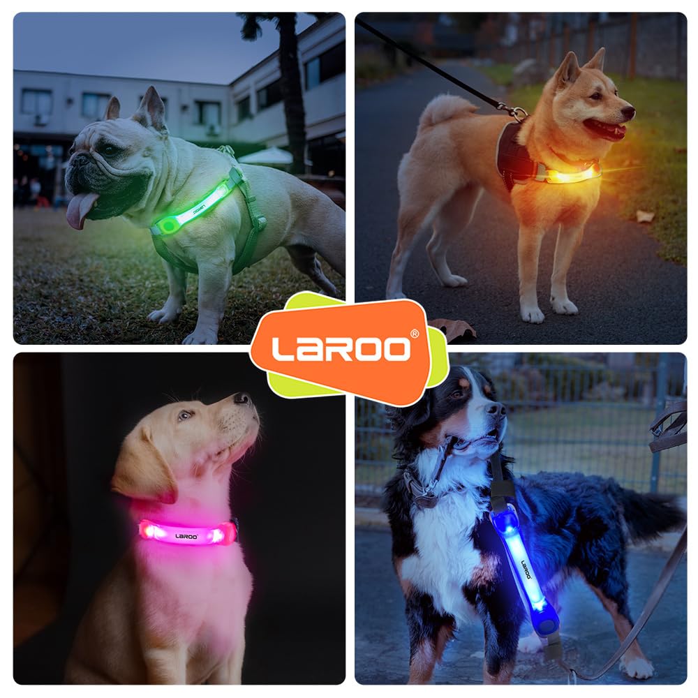 LaRoo light up collar enhances night walk safety in low light conditions.
