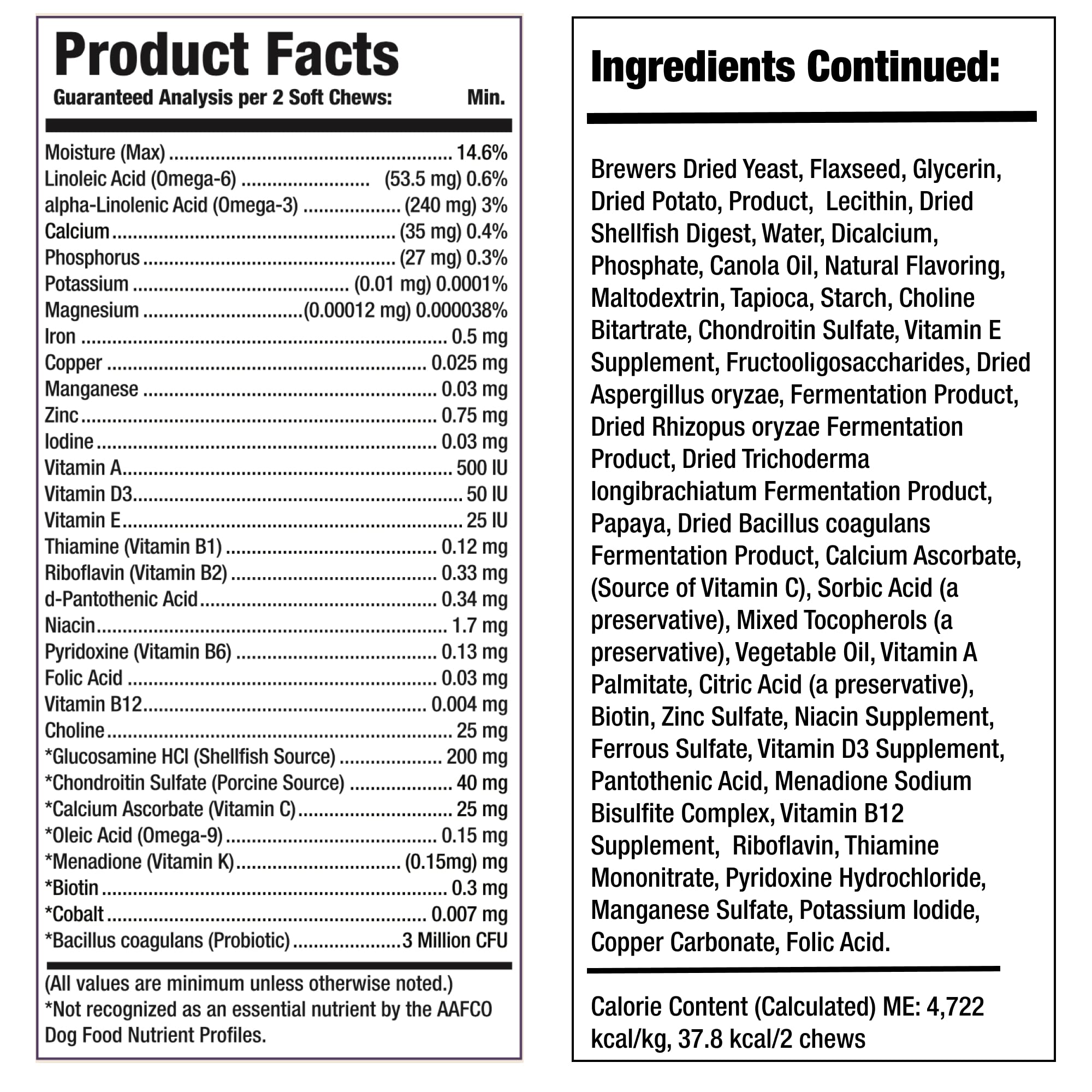 Larry joint-support dog vitamin soft chews highlight mobility support through glucosamine and MSM.
