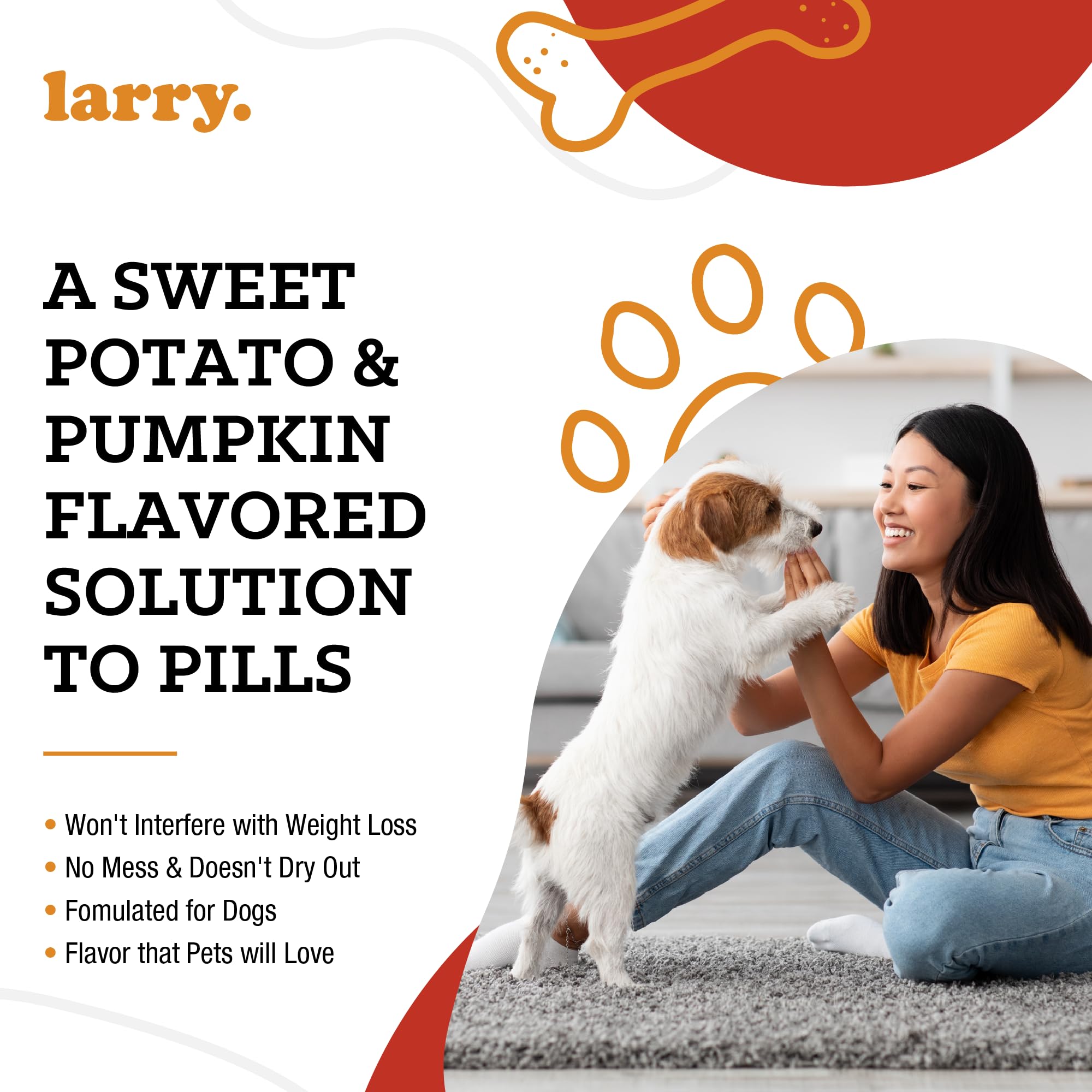 Larry Made-in-USA packaging signals quality for long-term pet meds.