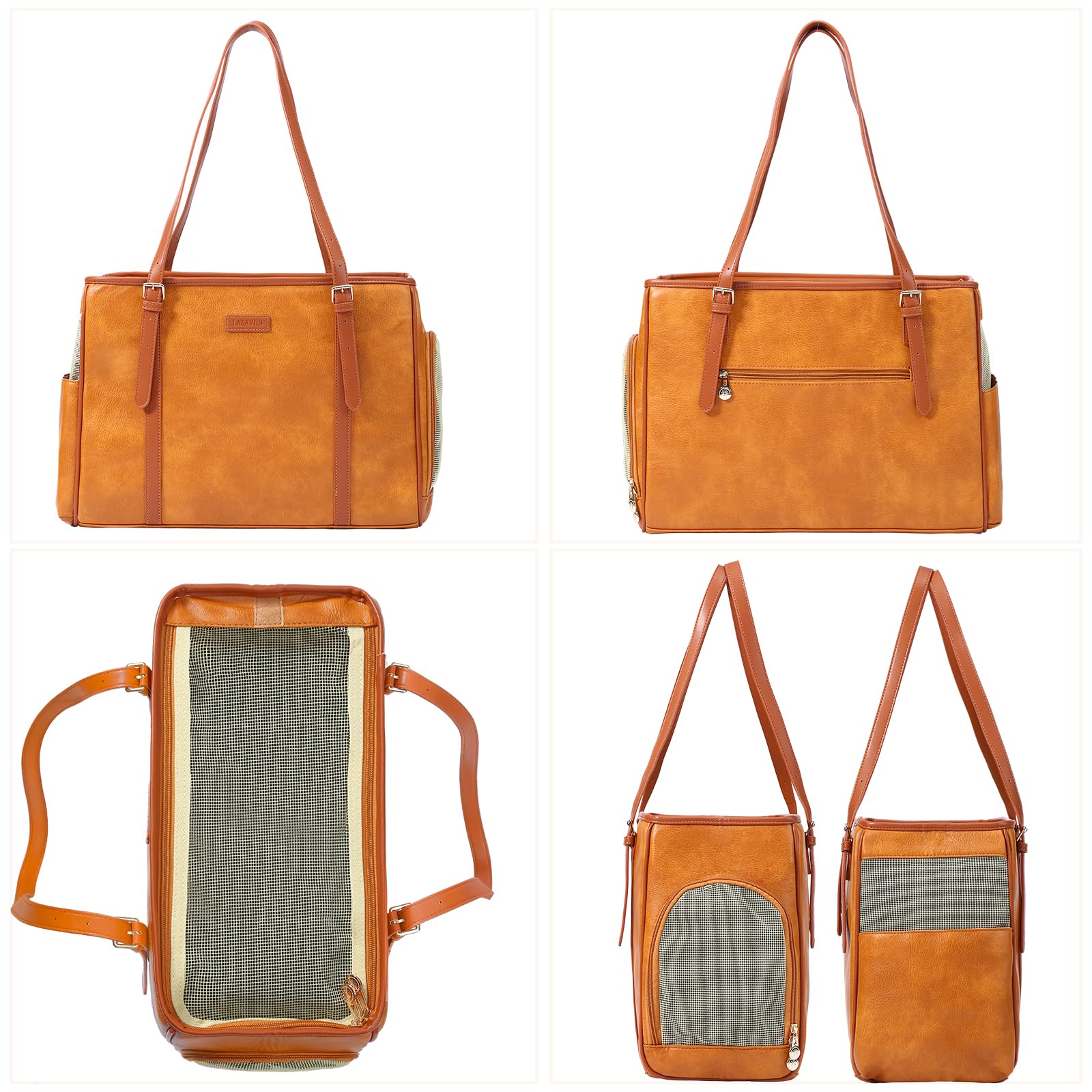 Lasaviin vegan-leather brown carrier showcases premium materials and lightweight daily use