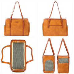 Lasaviin vegan-leather brown carrier showcases premium materials and lightweight daily use