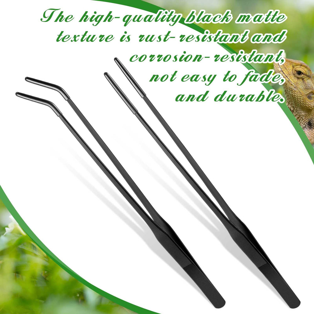 Lasnten aquarium tongs with black rubber tip for gentle feeding in tanks.