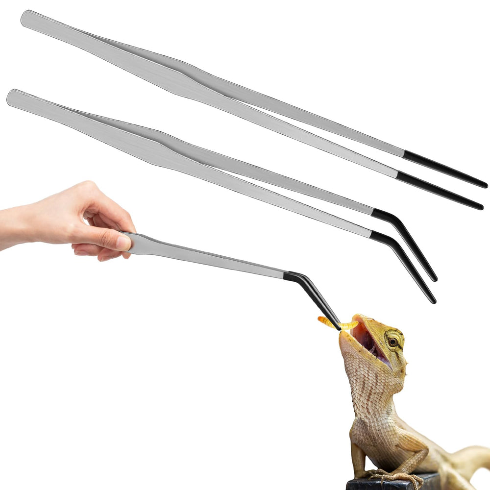 Lasnten feeding tongs straight 15in for precise reptile feeding.
