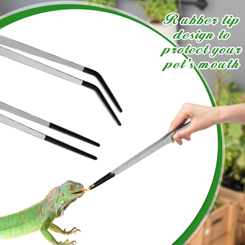 Lasnten rubber-tip tongs protect reptile mouths during feeding.