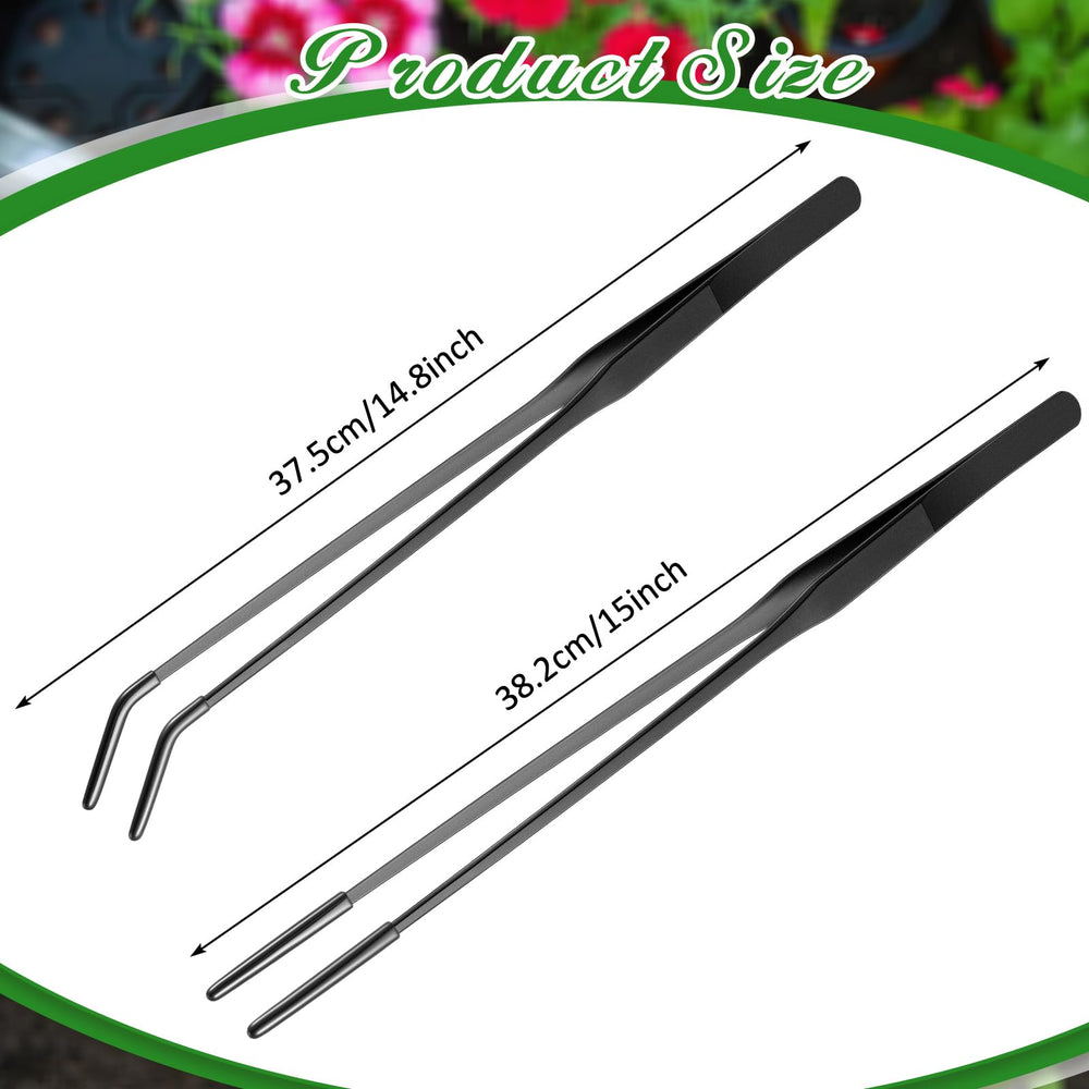 Lasnten curved 15in tongs for careful reptile feeding operations.
