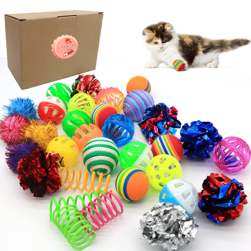 LASOCUHOO cat toys rainbow balls provide visual appeal and active play sessions